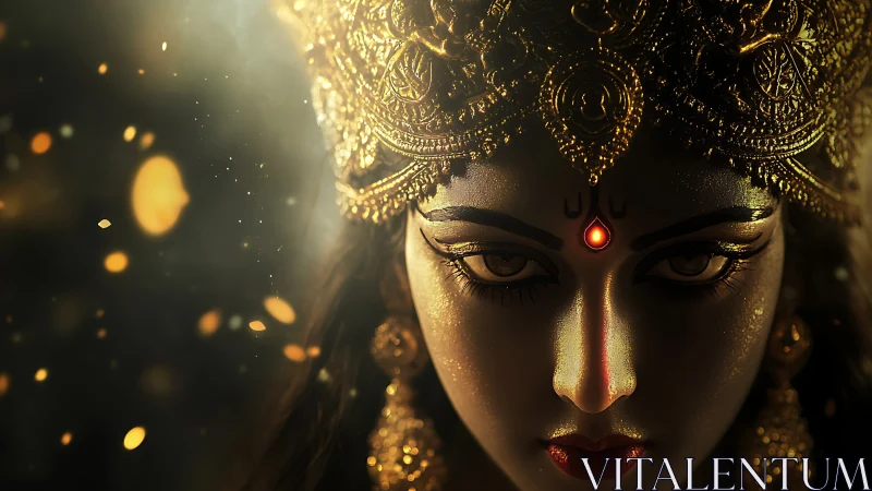Divine female deity portrait with ornate golden headdress.