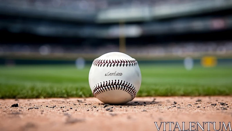 Lone game ball waiting on sunlit infield edge of glory.