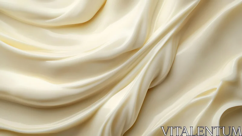 Smooth cream texture in close-up, abstract flowing folds design.