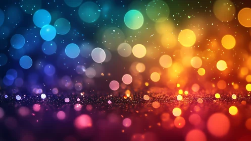 Prismatic bokeh carnival dancing across a twilight glitter field.