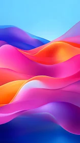 Shimmering neon waveforms flowing across a clear skyscape.