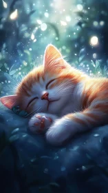 Somnolent Feline Rendered Through Luminescent Bokeh Atmospheric.