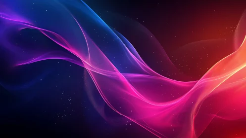 Colorful light waves curve across a dark gradient space