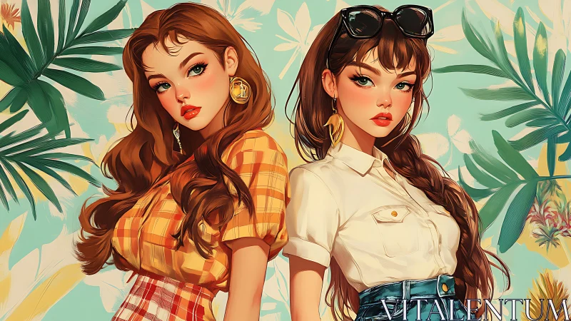 Sunny summer friends glowing in soft tropical colors.