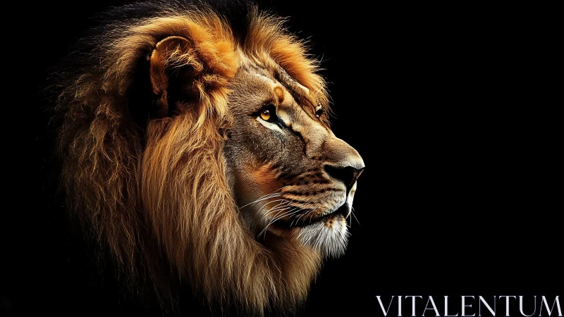 High-contrast lion profile renders detailed mane and facial topology