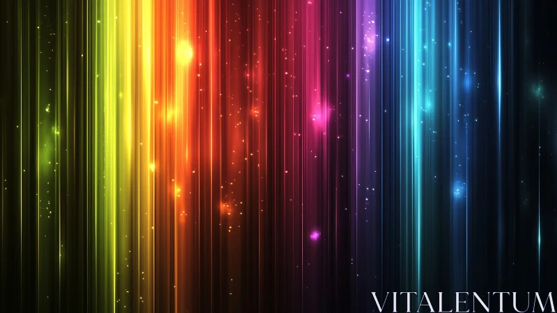 Vertical multicolor light streaks form dense glowing spectrum