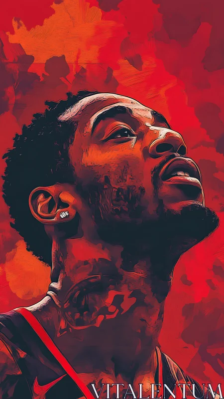 Digital portrait of basketball player in dramatic red chiaroscuro