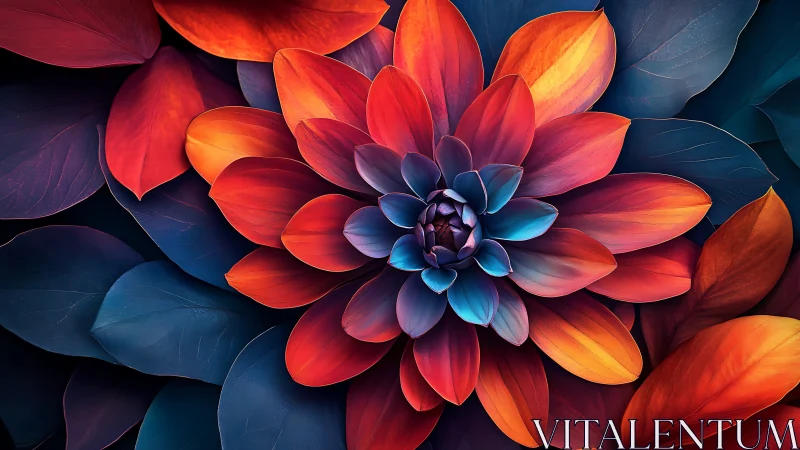 Vibrant Lotus Bloom in Warm and Cool Contrasts