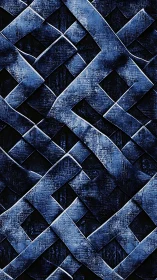 Interlocking blue metallic bands form textured woven lattice pattern