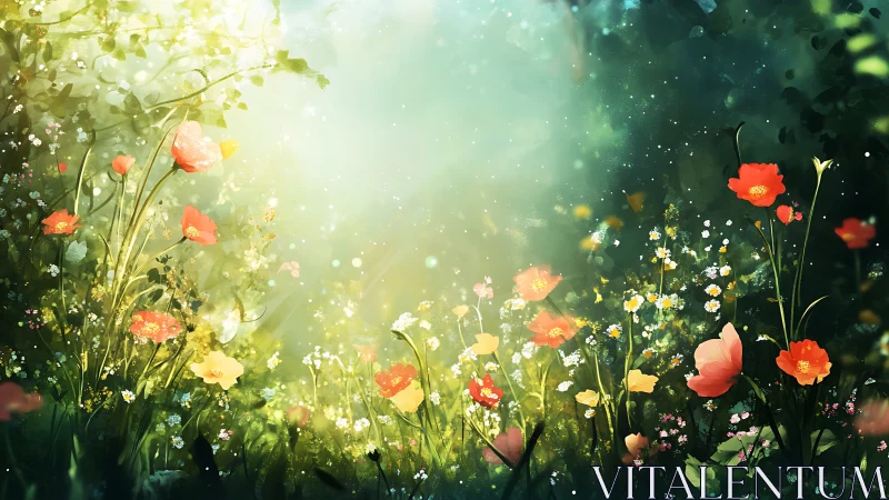 Luminous Garden Whispers: Where Wildflowers Dance in Golden Light.