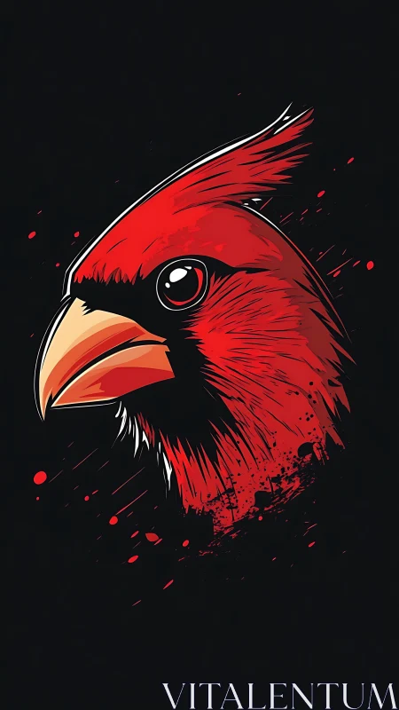 Vector cardinal head illustration with dynamic splatter accents