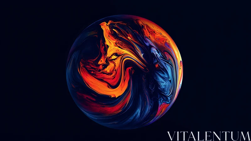 Celestial swirl of fiery color slowly drifting in darkness