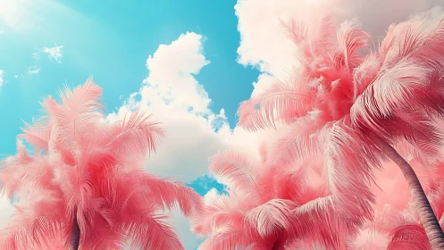 Cotton candy palms under a dreamy turquoise sky.