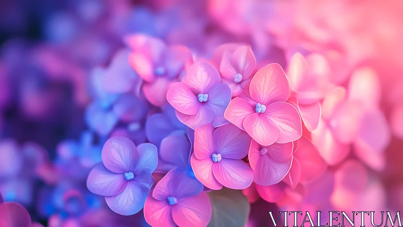 Pink and Purple Flowers in Soft Focus Blur.