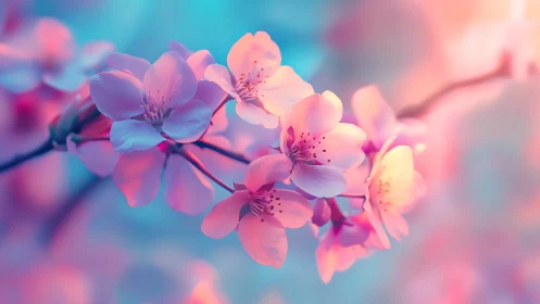 Soft Blossoms Glow: Pink Petals in Dreamy Light.