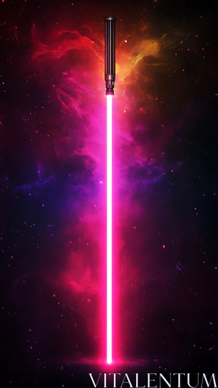 Vertical magenta energy blade extends from black hilt