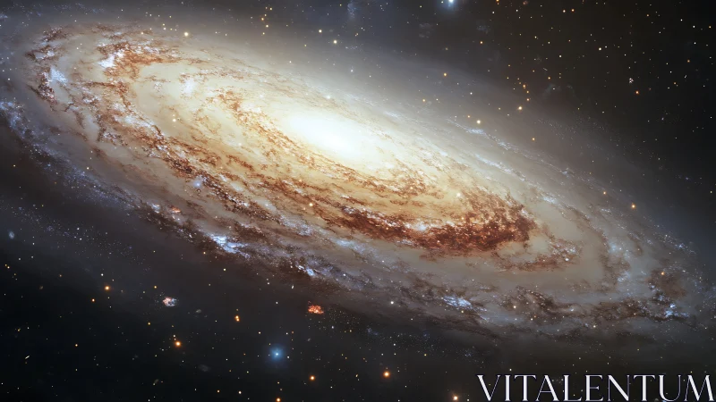 Spiral galaxy glows with swirling dust, gas, and starfields.