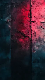 Cracked neon divide where midnight teal collides with embered red.