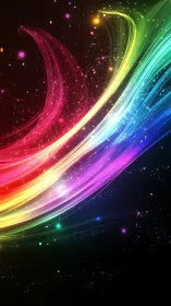 Spectral light trails form curved, high-intensity motion arcs in space