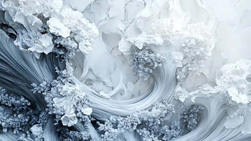 Fractal iceflow relief with sculpted crystalline bloom forms.