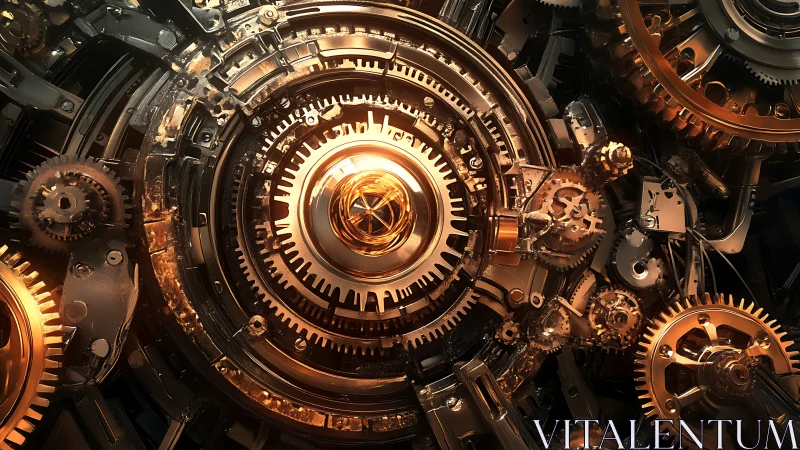 Radiant copper gear core within intricate clockwork matrix.