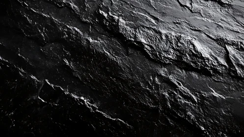 Dark slate rock surface glistens with rugged, wet texture.