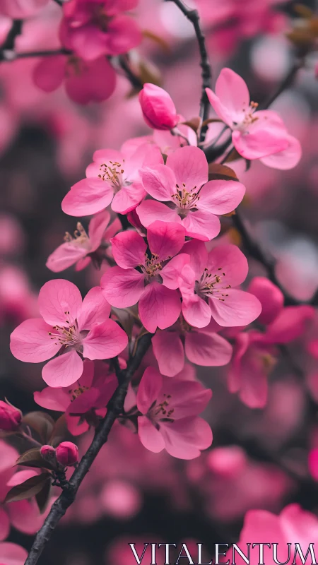 Blossom Cascade in Magenta: Nature's Delicate Spring Symphony.
