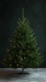 Quiet evergreen sentinel crowned with soft winter lights.