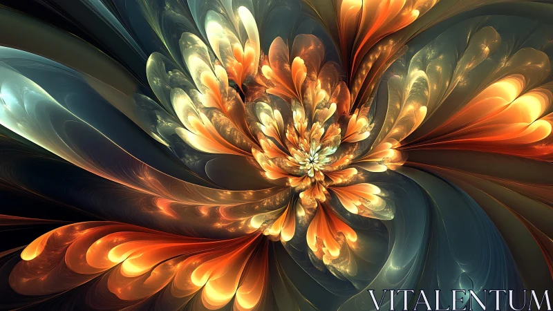 Fractal ember blossom swirling in luminous cosmic petals.