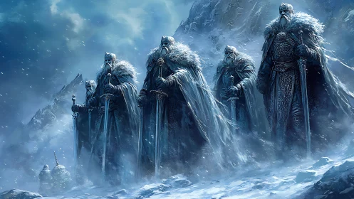 Icebound warrior kings guard frozen mountain pass. Period.