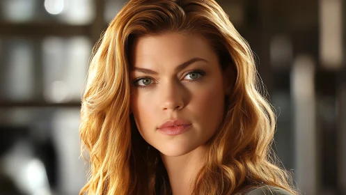 Golden-haired woman in soft-focus cinematic portrait lighting.