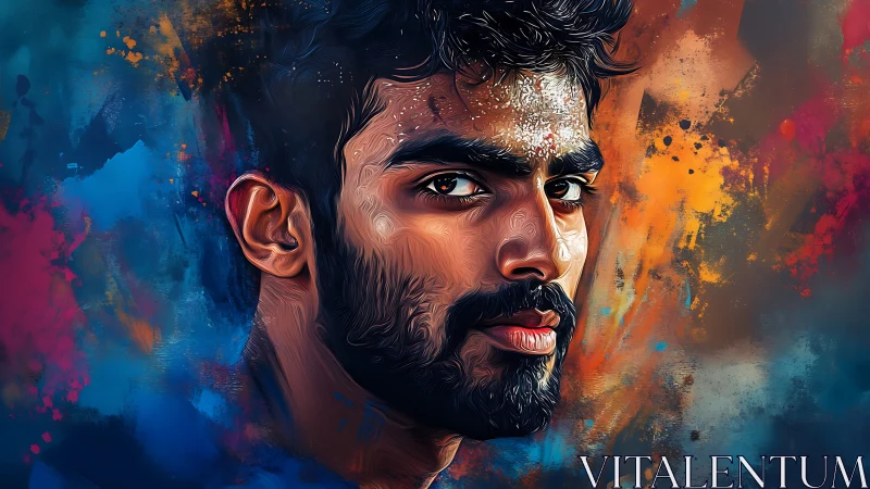 Male portrait rendered as vivid digital paint illustration.
