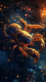 Glowing cosmic scorpion drifts through a star-swept void