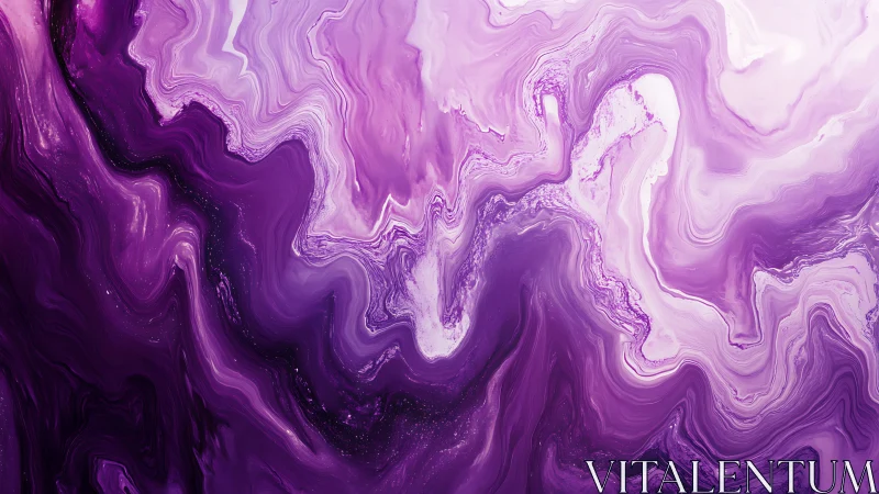 Violet fluid marble abstraction with layered wave contours.