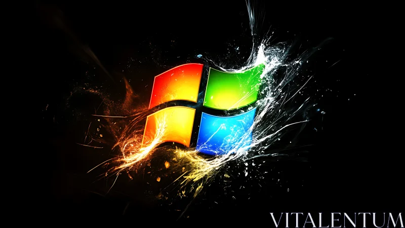 Colorful window logo with bright explosive splash effect