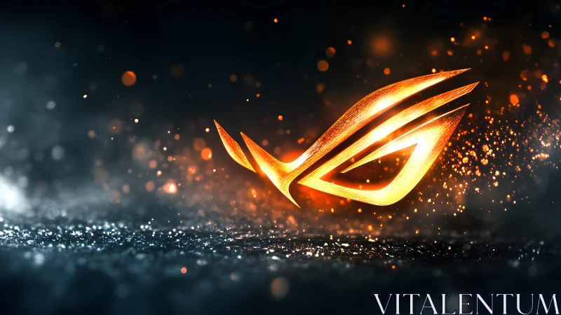 Glowing Futuristic ROG Logo with Dynamic Light Effects.