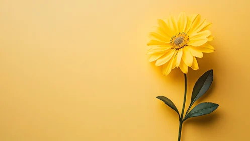 Yellow Gerbera Daisy on Monochromatic Background.