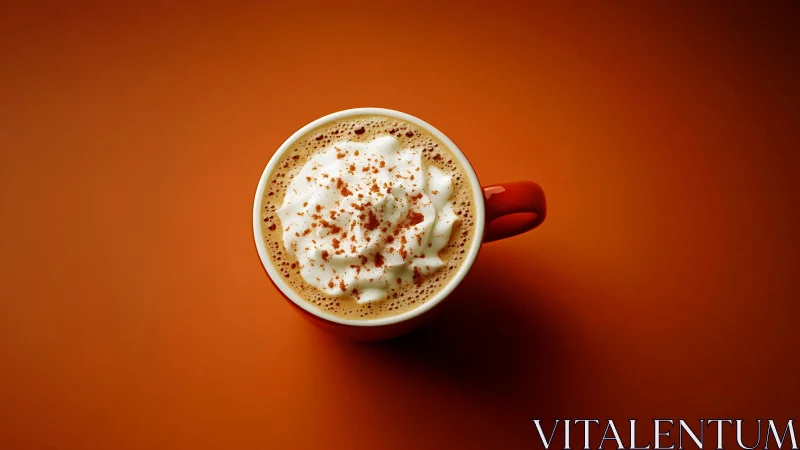 Cinnamon crowned latte swirling on fiery autumn backdrop.