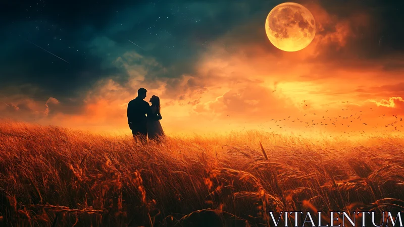 Moonlit Romance Blazes Across Wheat Fields