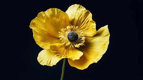 Molten Poppy Unfurls Against Obsidian Void.