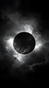 Solar eclipse halo crowns shadowed celestial disc