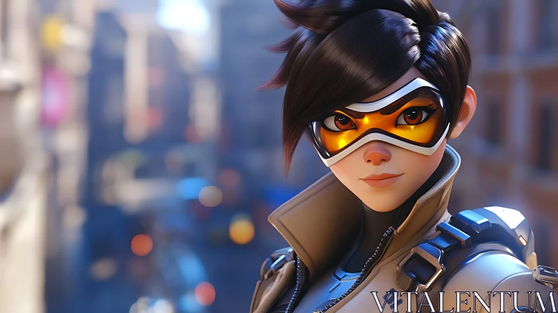 Confident city hero with bright visor and easygoing charm.