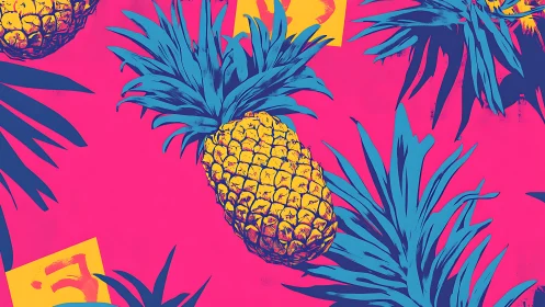 Sunlit pineapple pops against bold pink tropical backdrop.