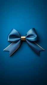 Elegance Captured: Azure Ribbon Bow with Golden Sophistication