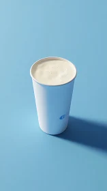 White Paper Cup Filled with Cream on Blue Background