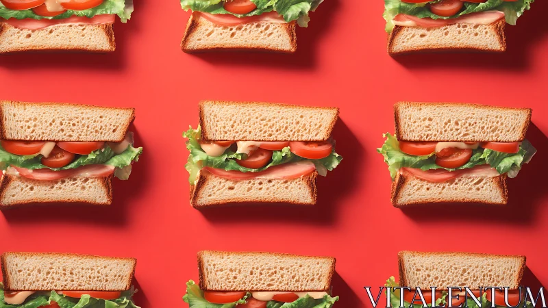 Tomato and Lettuce Sandwiches Grid Pattern.