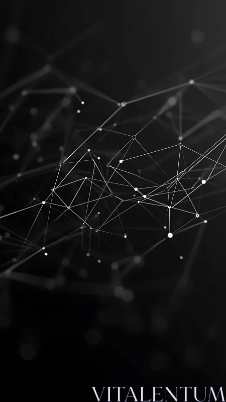 Abstract network lines float in a dark, minimal tech space