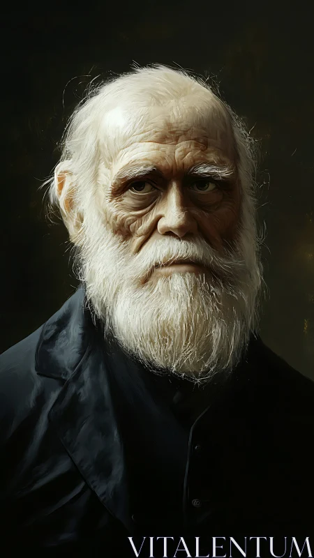 Time-creased gaze studies the viewer through painted hush