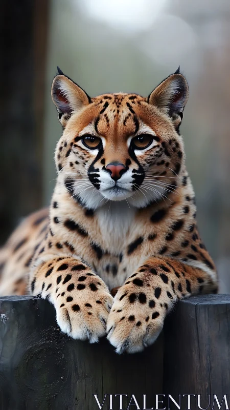 Bobcat Portrait: Spotted Wild Cat Staring Directly Forward