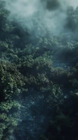 Misty Forest Canopy. Ethereal Woodland Depths.